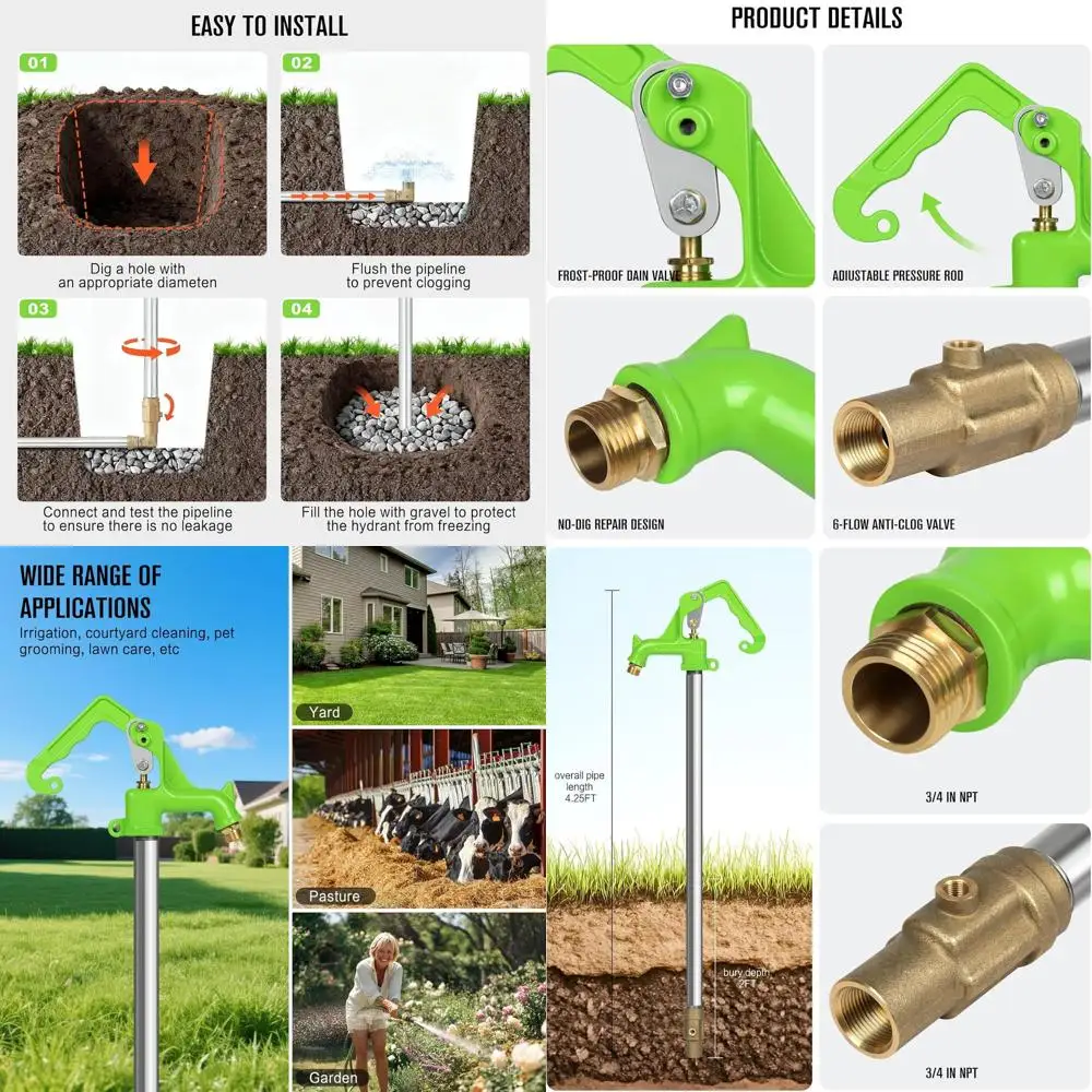 

Морозостойкий гидрант для наружного двора с трубкой 3/4, глубиной 12, без свинца для орошения и питья.