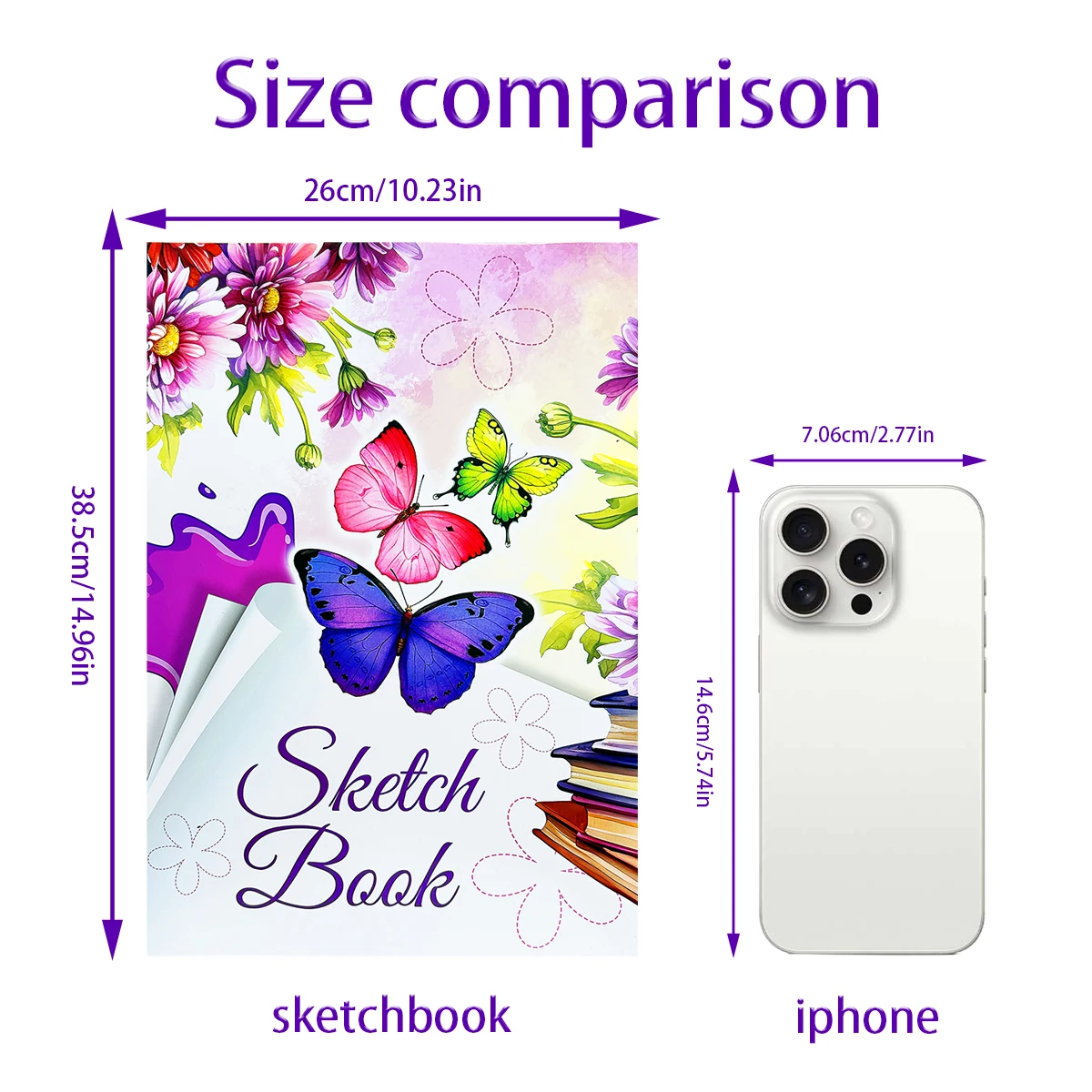 Super Exquisite Children's Sketchbook,Including Flower And Butterfly Covers,Easy To Color Thick Paper Escorts Painting Dreams