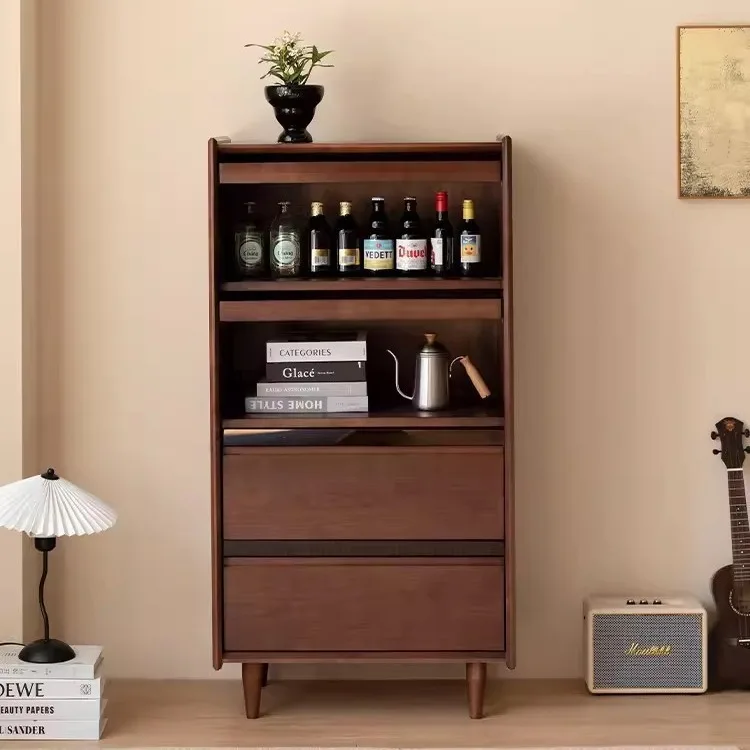 خزانة جانبية للأريكة من الخشب الصلب، خزانة غرفة المعيشة، خزانة جانبية للتلفزيون، خزانة كتب على الحائط #4