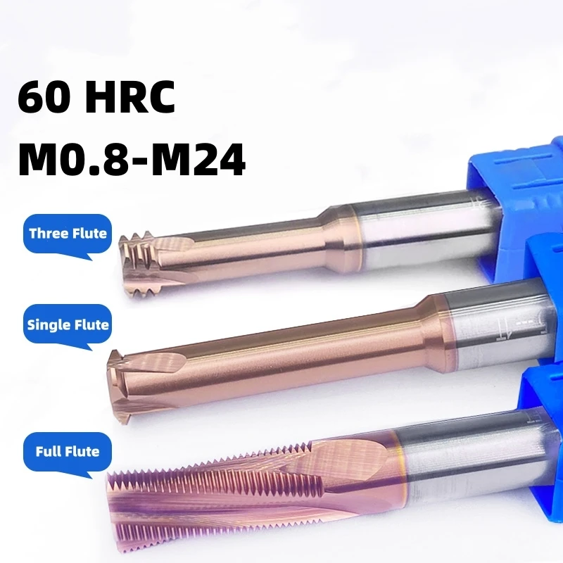 

CNC60HRC Tungsten Steel Single/Three/Full Flute Thread Milling Cutter M1M1.2M1.4M1.6M2M2.5M3M4M5M6M8 M10M12M14M16M18M20M24 Mills