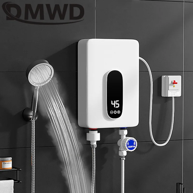 

DMWD 5500W Instant Electric Water Heater Shower Bathroom Faucet Hot Water Heater Digital Display 3 Seconds Instant Heating EU US