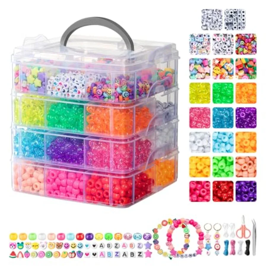 

4800 шт., набор для изготовления браслетов из бусин пони, 15 цветных бусин Kandi с буквами для дружбы, браслетов, ожерелий, плетения волос