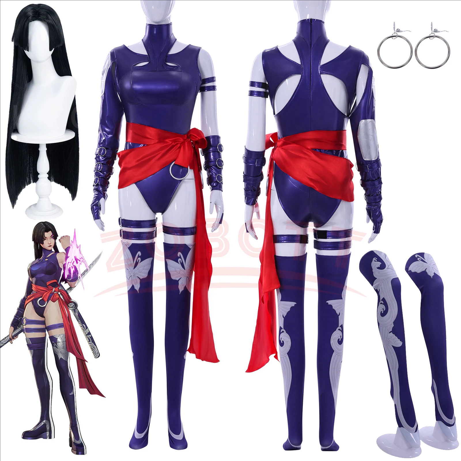 

Rivals Psylocke Cosplay Fantasia Women Costume Wig Fantastic Fourth Luna Snow Susan Storm Invisible Lady Disguise Halloween Suit