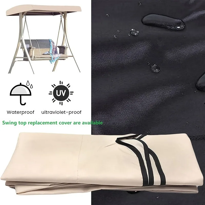 Swing Top Cover 210D Oxford Cloth Waterproof Sunshade Canopy Cover Garden Swing Ceiling Rain-proof Shade Cover