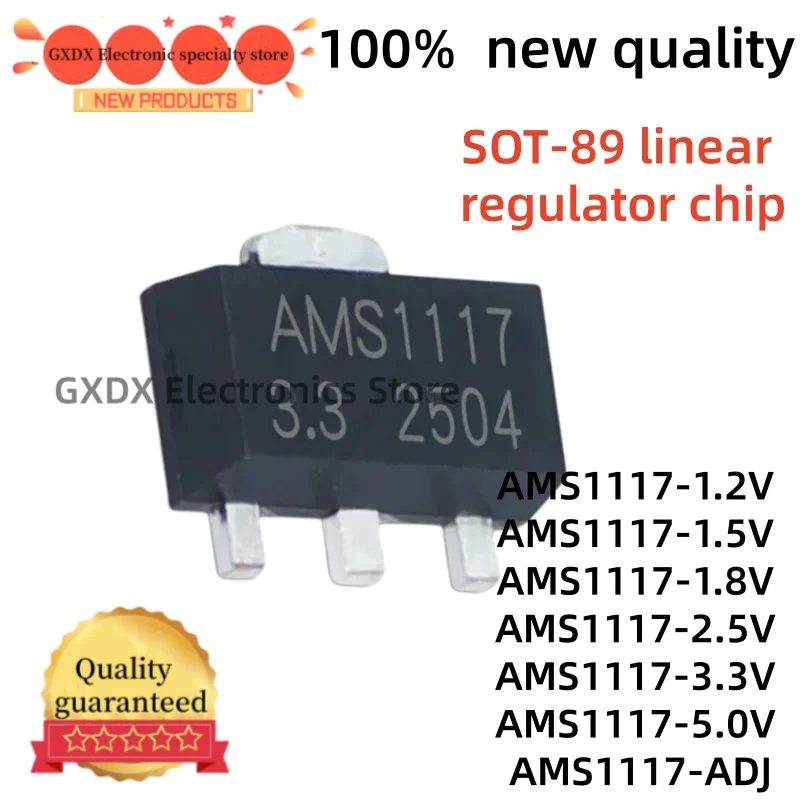 10Uds AMS1117-1.2 AMS1117-1.5 AMS1117-1.8 AMS1117-2.5 AMS1117 1.2V 1.5V 18V 2.5V 3.3V 5V ADJ  AMS1117-3.3 AMS1117-5.0 SOT-89