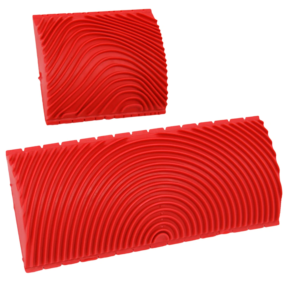 

2pcs Wood Grain Roller Tools Faux Painting Graining Pattern Stamp Red DIY Wall Decorating Rubber Material Easy Clean