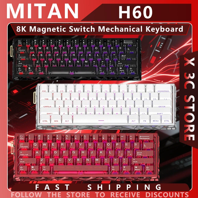 

MITAN H60 Mechanical Keyboard Aluminum Alloy Magnetic Switch 8k Polling Rate Ergonomics Hot Plug Gaming Keyboard Pc Accessories