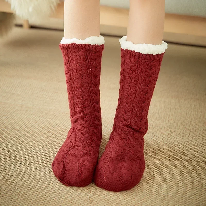 Winter Womens Fuzzy Thermal Sock Plush Grip Hemp Soft Female Home Indoor Warm Bedroom Non slip fluffy Thick Slipper Floor Sock