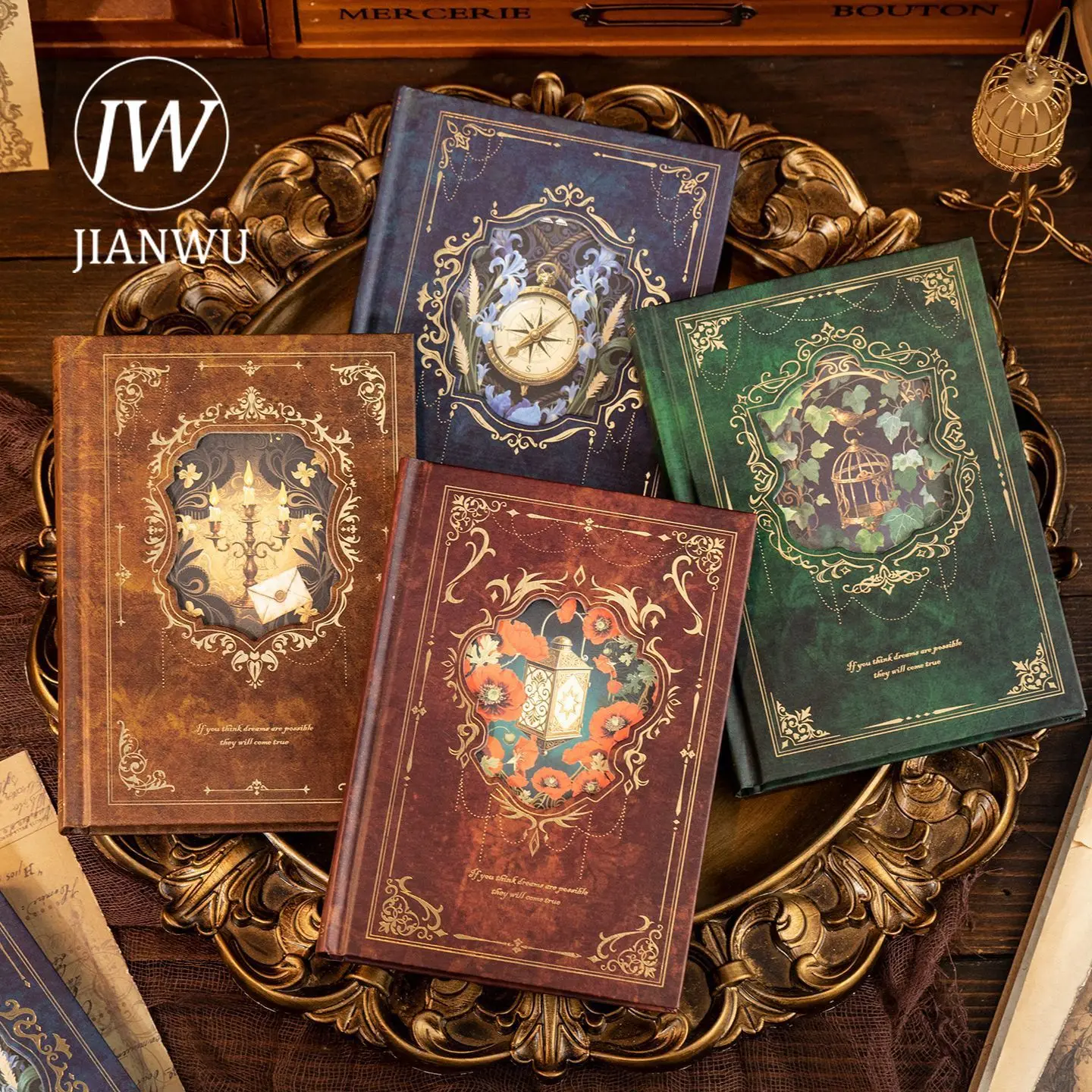 

JIANWU Century Hymn Series Vintage Lace Plant Flower Border Landscape Material Collage Notebook Creative DIY Journal Stationery