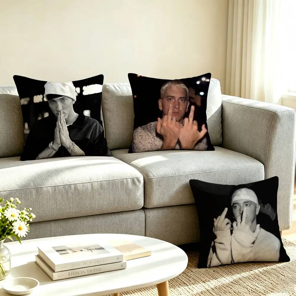 E-Eminem Vintage Rap Icon  Square Double-Sided printed Pillow Case Bedroom Bedside Pillow Sofa Cushion Cover