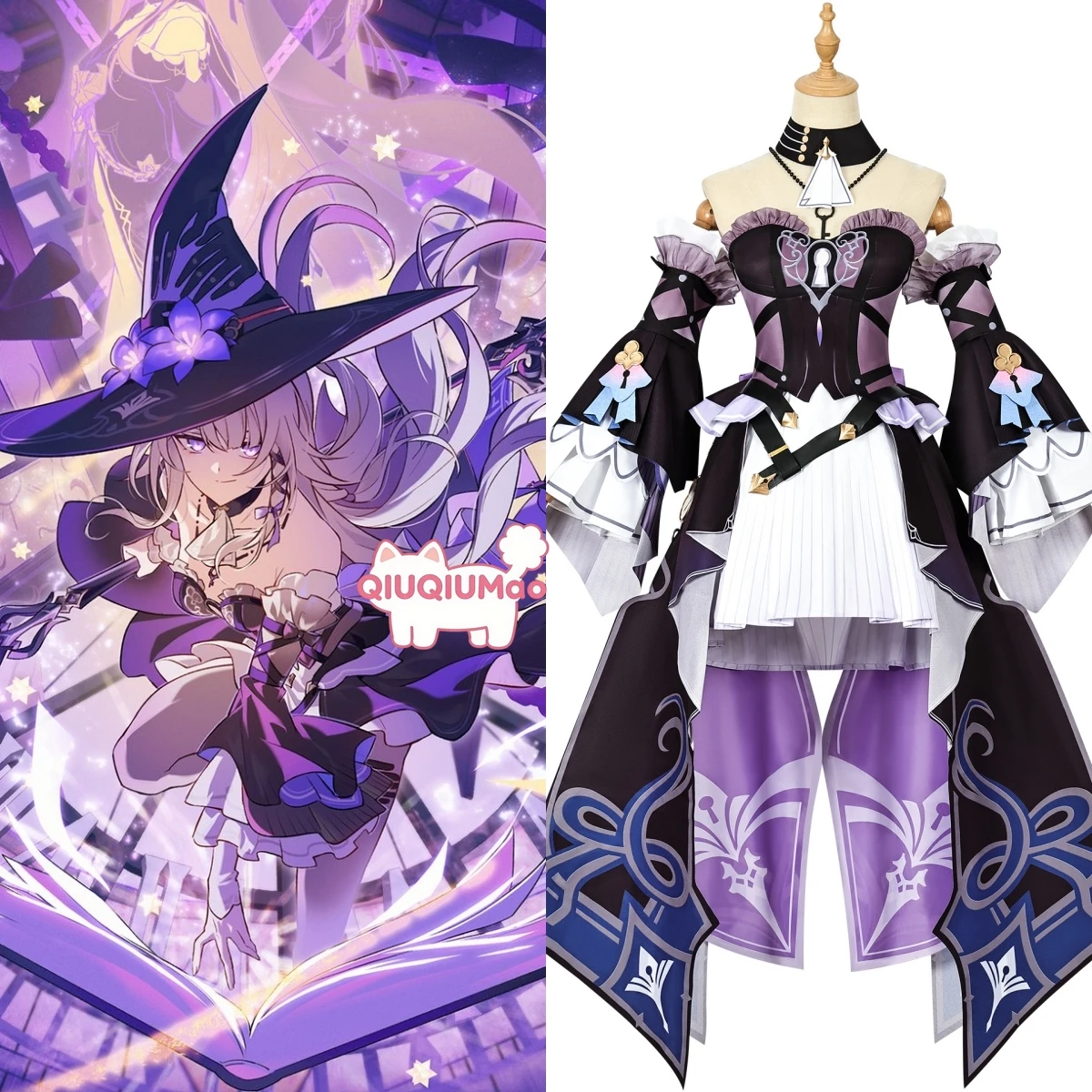 

Game Honkai: Star Rail The Herta Cosplay Costume Anime High Quality Role Playing Purple Dress Outfit Wig Women Comic Con Party