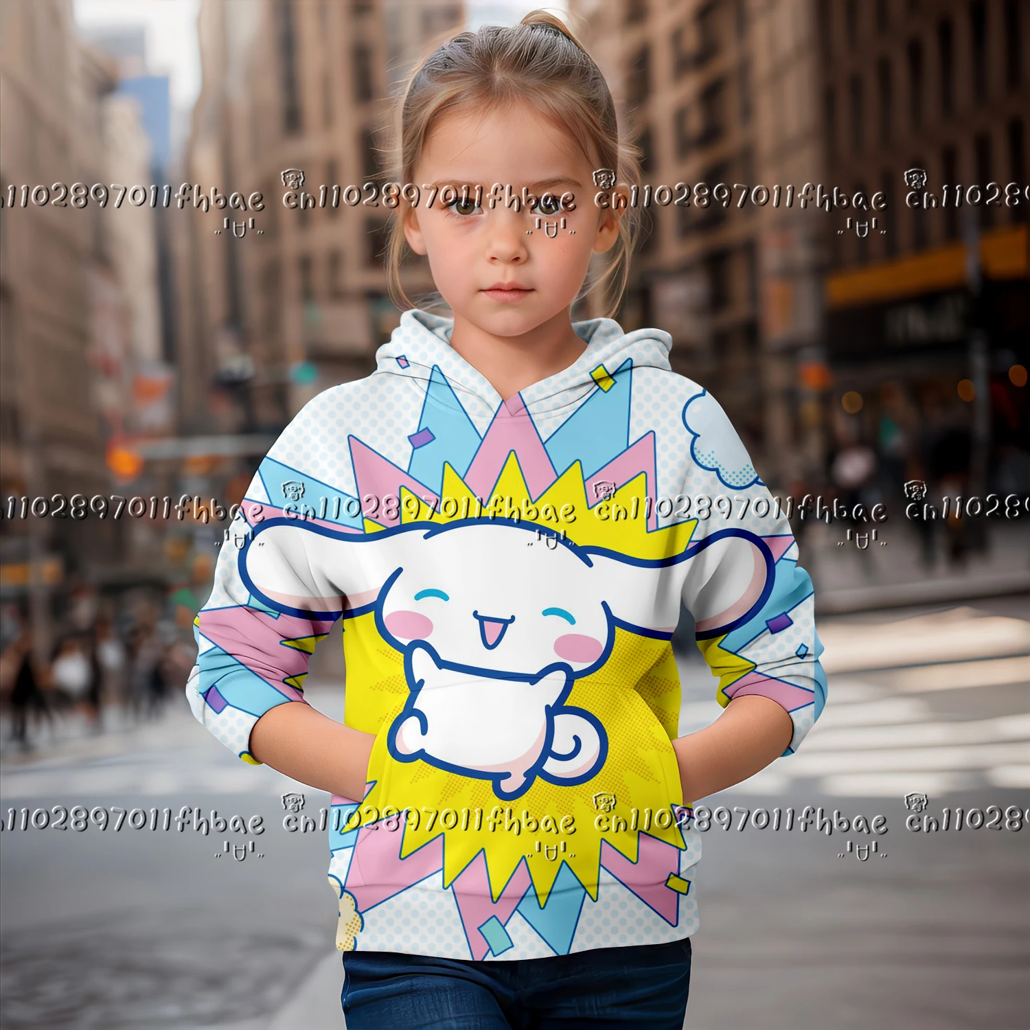 25-26 كارتون سانريو سينامورول 3dPrint فتاة لطيف هوديس كم طويل مقنع البلوز بلوزة جميلة ربيع الخريف الملبس