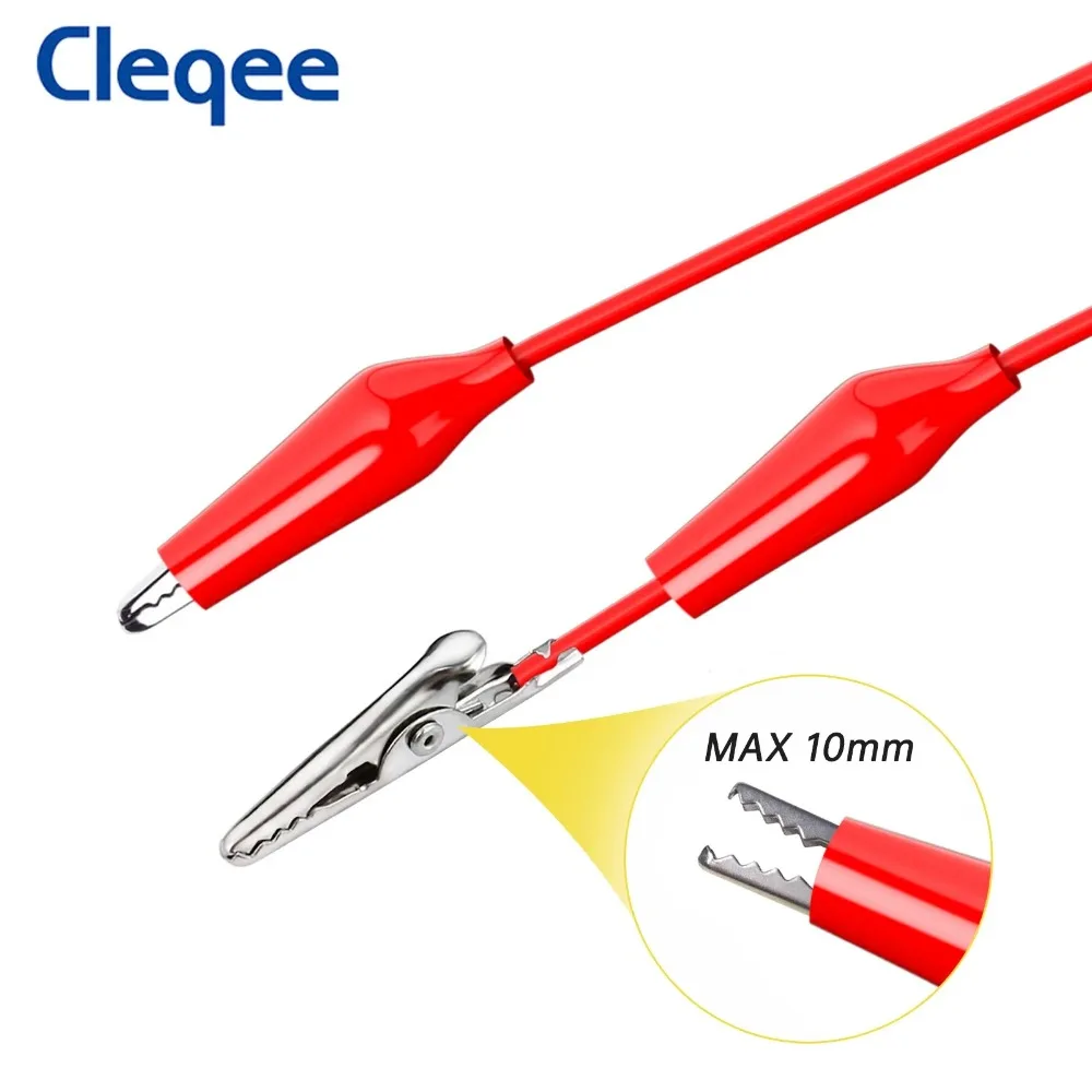 Cleqee P1038 2 Buah 4Mm Steker Pisang Ke Klip Buaya Multimeter Uji Timbal Aman Klip Buaya Uji Lunak Kabel Kawat 1M