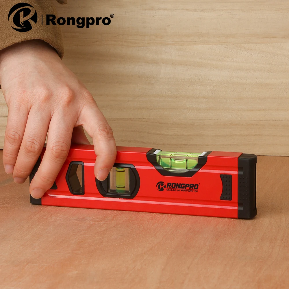 Rongpro  20cm Portable Spirit Level High Precision Aluminum Construction Leveling Tool Measurement Bubble Level Gauge