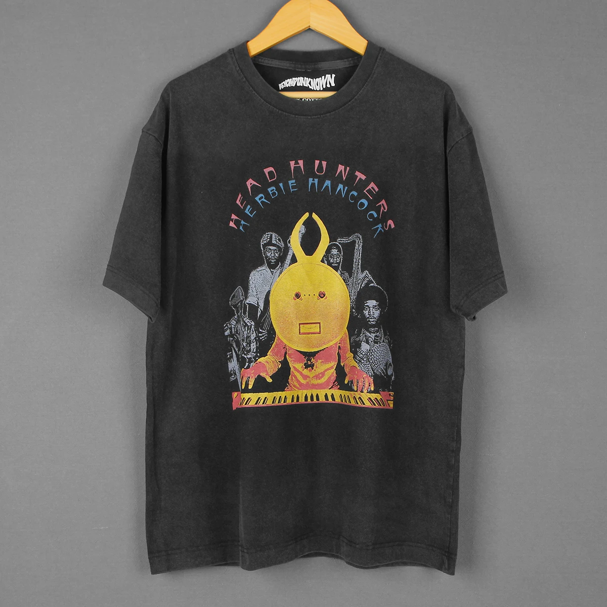 Herbie Hancock T-Shirt Head Hunters Jazz Funk Fusion Stevie Wonder Print Men Summer Washed Long Sleeves Cotton Tee Shirt