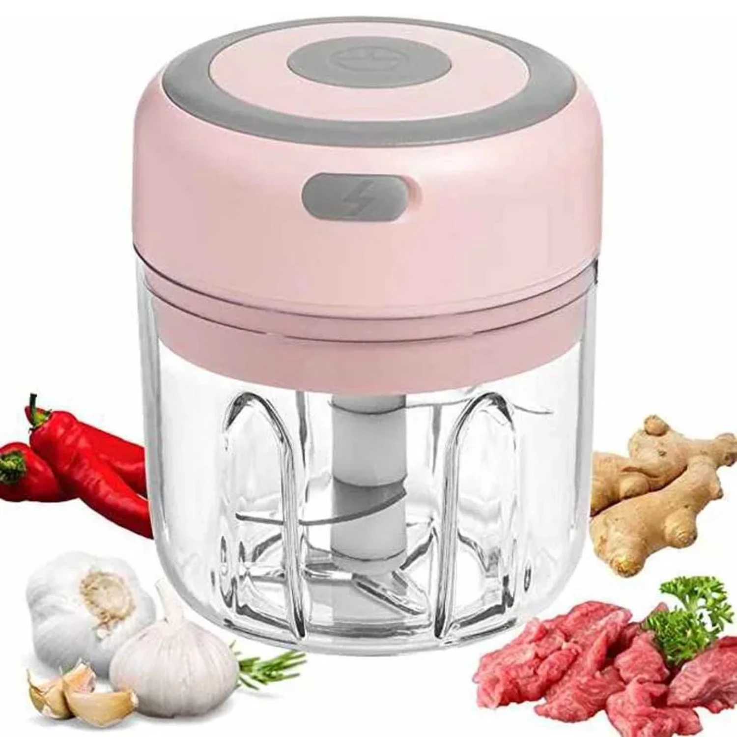 Portátil USB recarregável Mini Food Grinder, compacto e poderoso, alho, gengibre e cebola helicóptero para frutas um eficiente, novo