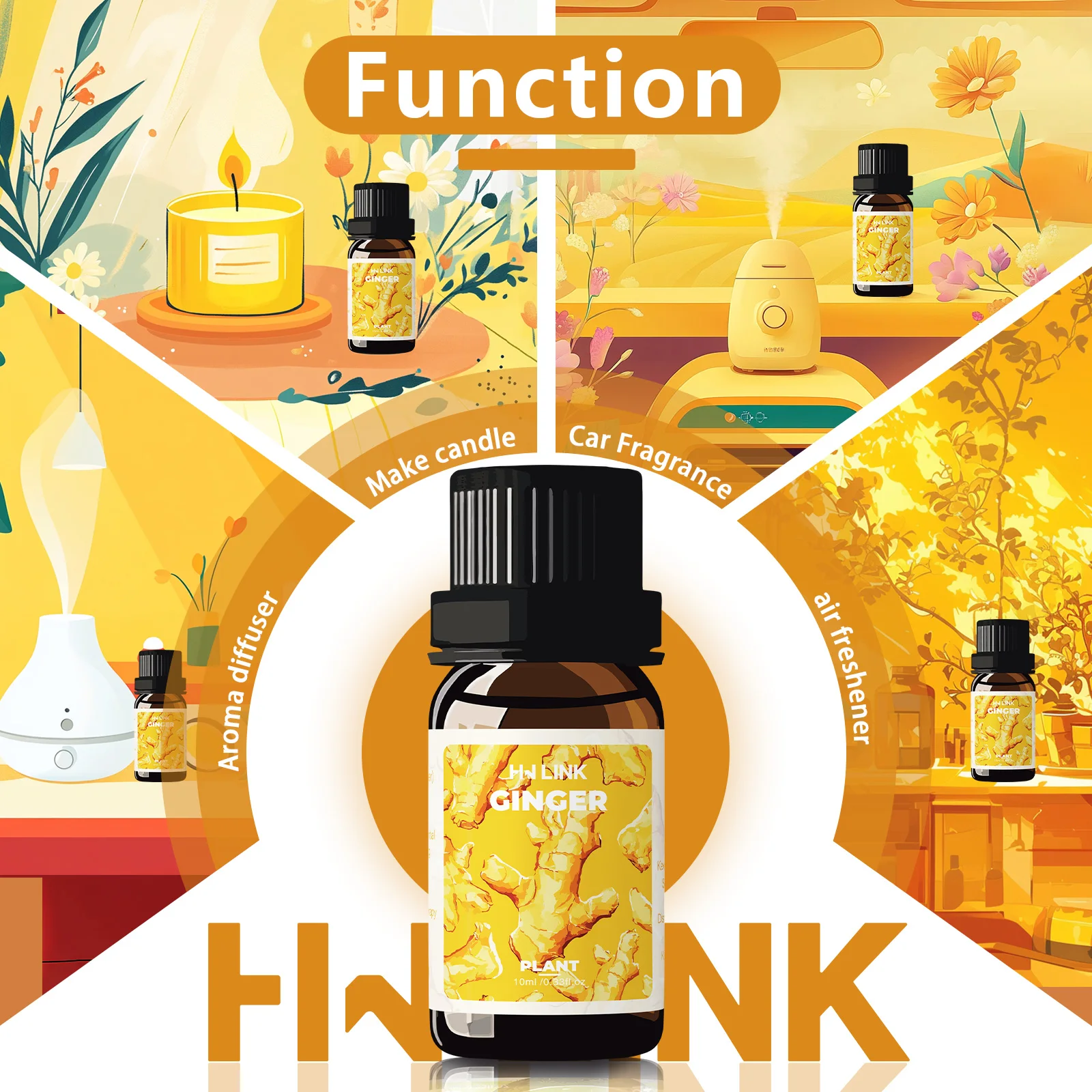Ginger Oil Pure Natural Ginger Essential Oils For Candle Making, Aromatherapy, Humidifiers Gifts Car Air Freshener