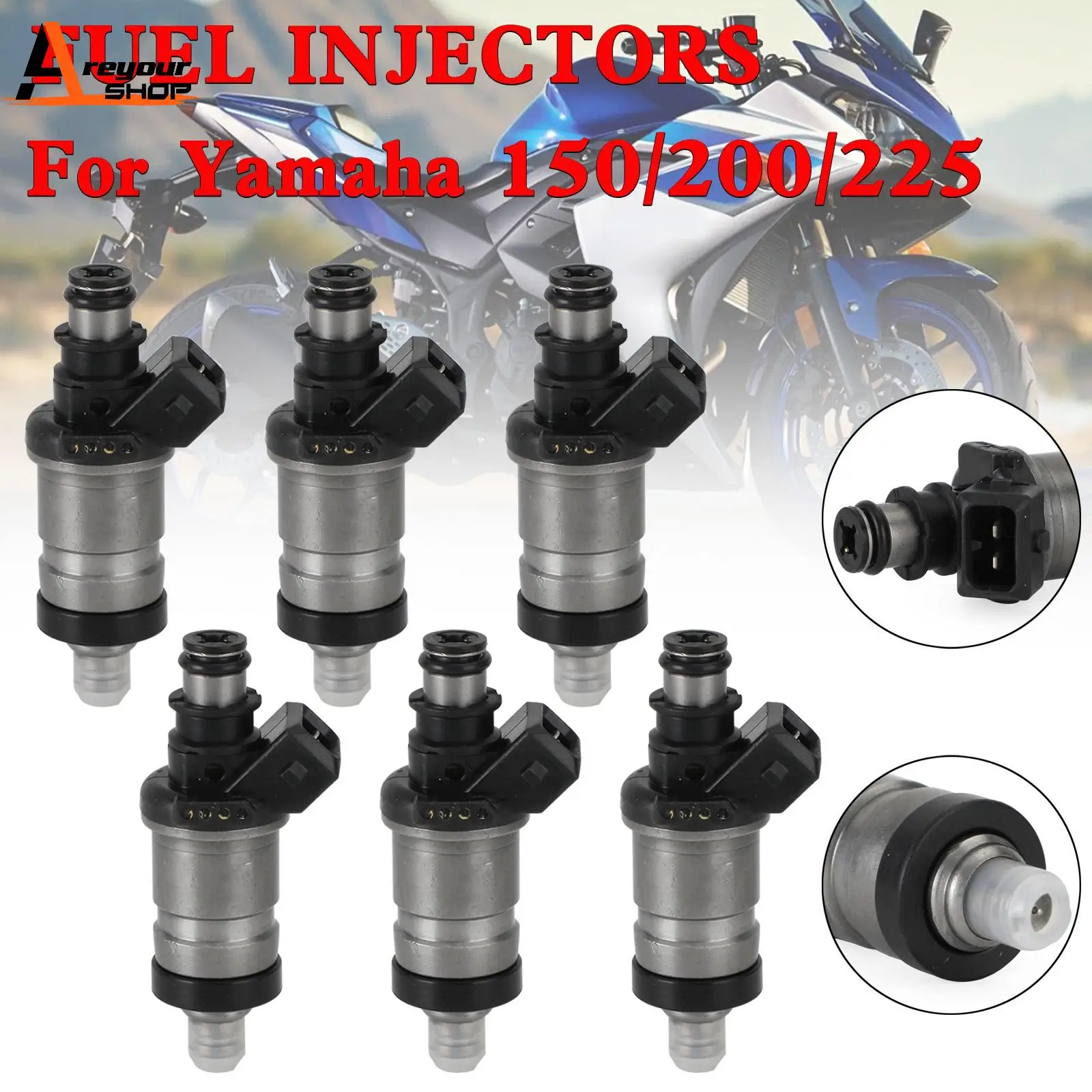 

Areyourshop 6PCS Fuel Injector 65L-13761-00-00 for Yamaha 150/200/225 HP 2 Stroke Motor Accessories