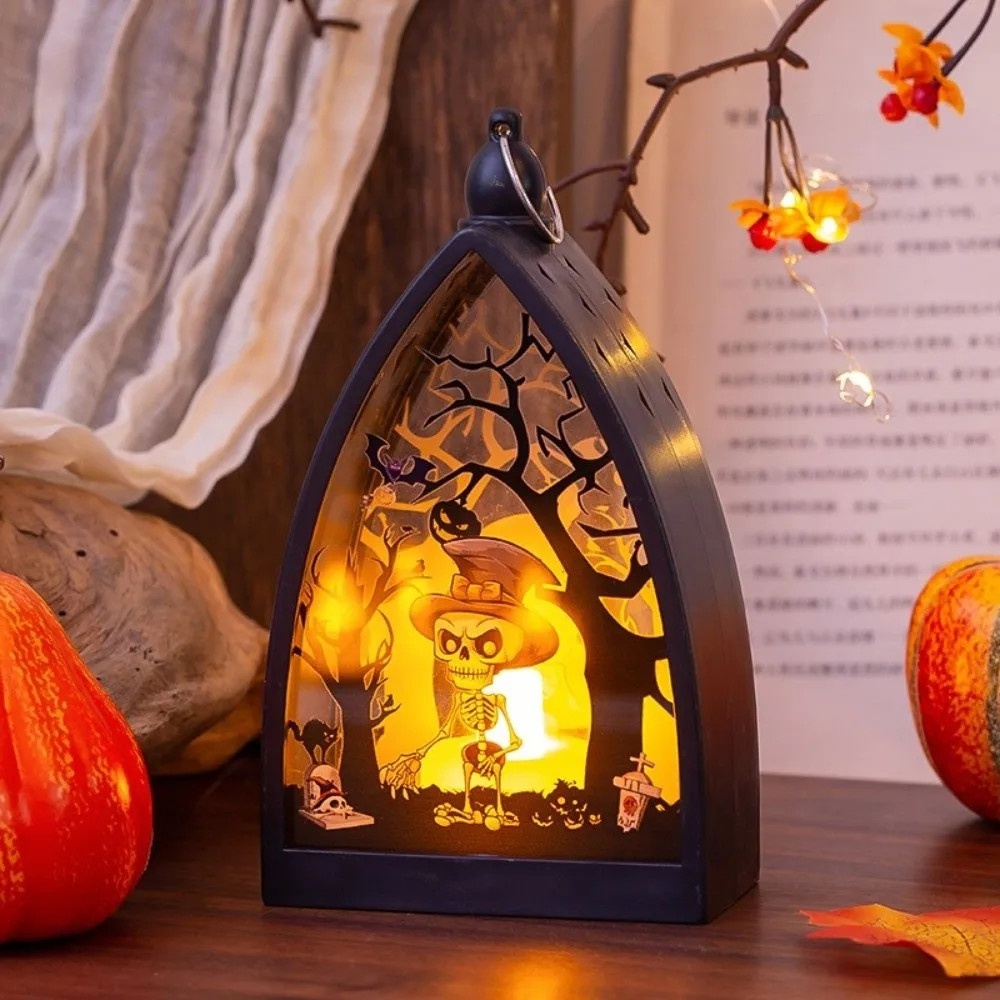 Cordless Halloween LED Lamp Witch Battery Powered Halloween Hanging Lantern Portable Waterproof Ghost Lantern