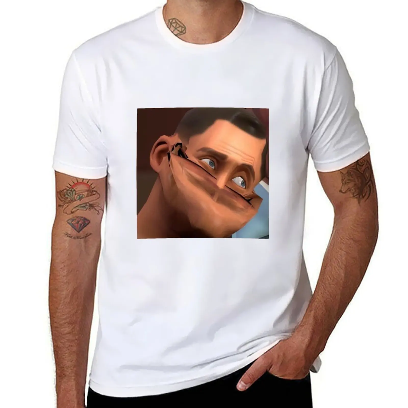

Team Fortress 2 TF2 Scout Face T-Shirt cotton t shirt pack mens graphic t shirts T-Shirt