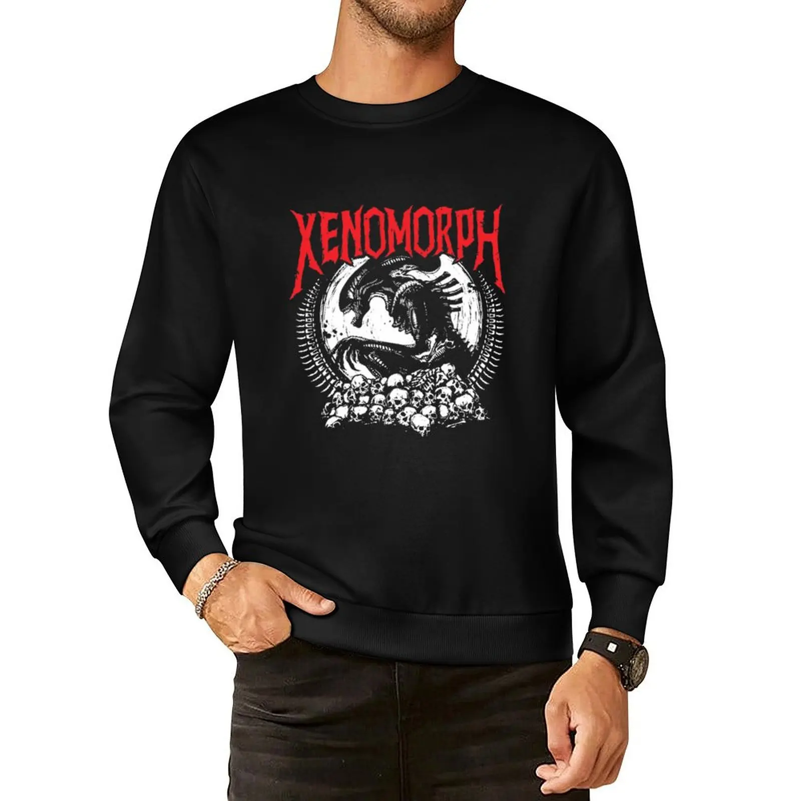 Death Metal Xenomorph Pullover Hoodie mens designer clothes men's clothing graphic sweatshirts