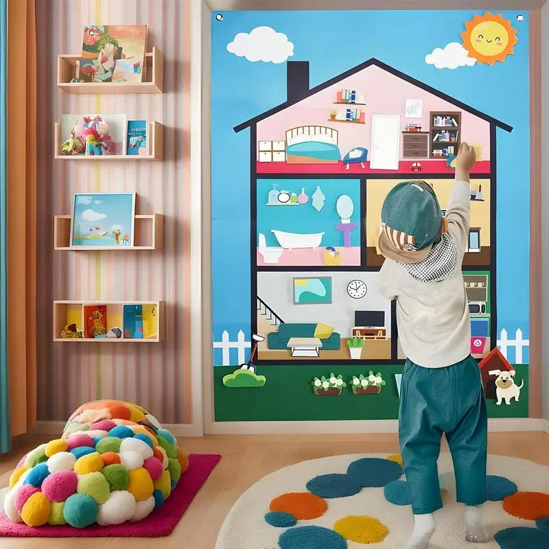 Filz-Lernbrett, buntes Filzbrett, sensorisches Lernen, interaktives, dekoratives, wiederverwendbares Spiel für Klassenzimmer, Vorschule