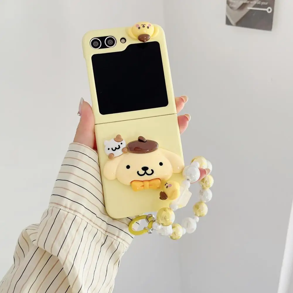 Etui Sanrio Kuromi Cinnamoroll na telefon Samsung Galaxy Z klapką 5 4 3 Flip5 Flip4 Flip3 5G moje melodie pokrowce Z bransoletką