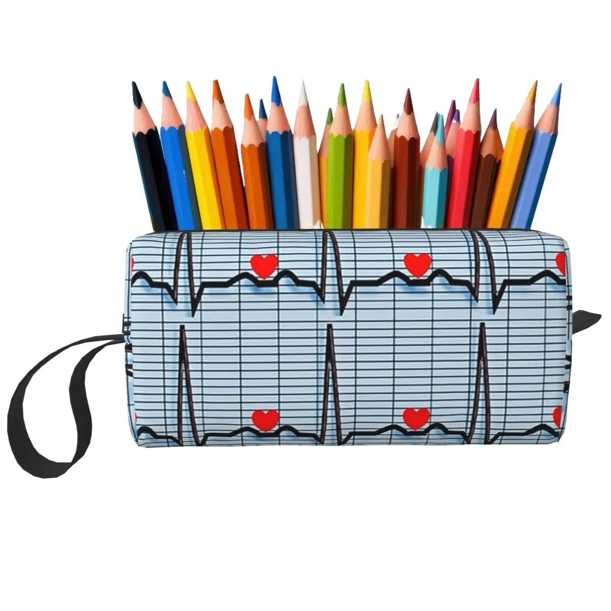 EKG Cardiac Rhythm Strips Pencil Case for Boy Girl Pen Box Pencil Bag Stationery Supplies Women Organizer Pouch