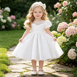 2pcs Toddler Bow Baptism Baby Girls Dress Newborn 1st Birthday Bridemaid Princess Girl Dresses First Communion Wedding Ball Gown