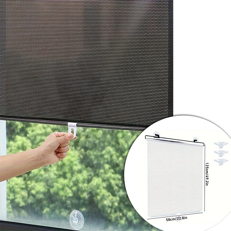 Retractable Curtain with Suction Cup, Perforation-free, Heat Insulation, Home Office, Telescopic Protection, Sun Shade Tools