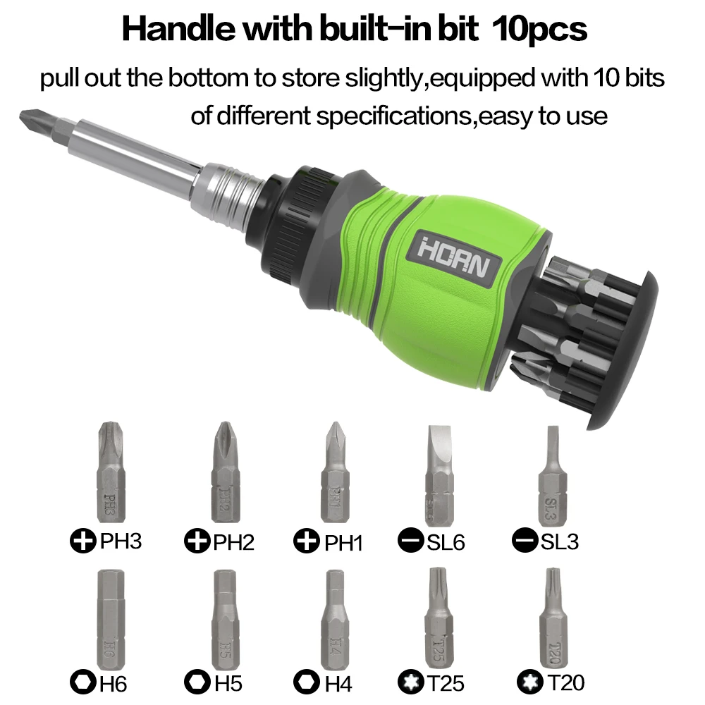 1set 11-in-1 Ratchet Screwdriver Set, Precision Multi-bit Ratchet Screw Drivers, Slotted/Philips/Pozi/Torx Home Repair Tools