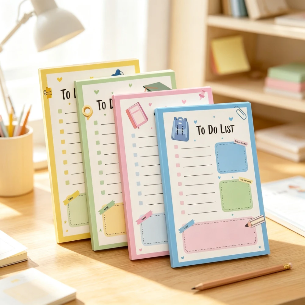 4pcs Cute To Do List Notepad Daily Planner Checklist Pad Kawaii Pastel Statione…
