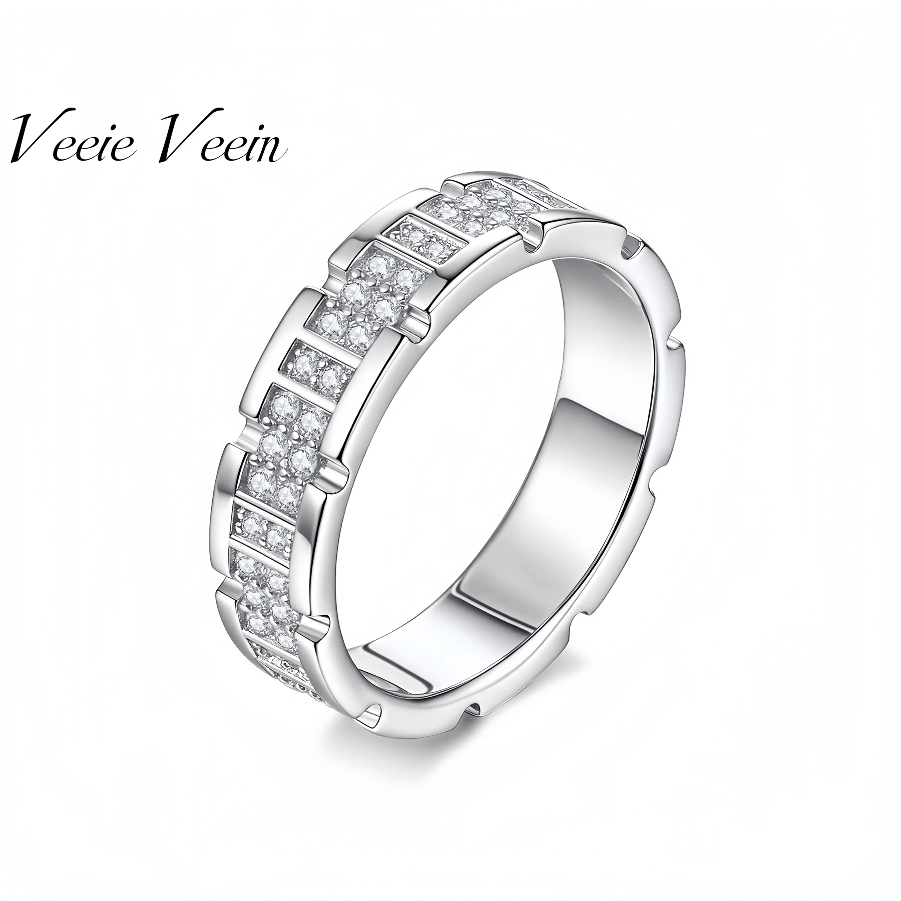 

Veeie Veein Luxury Brand S925 Sterling Silver Women Ring Set With Moissanite Square Geometric Arrangement Ins Accessories