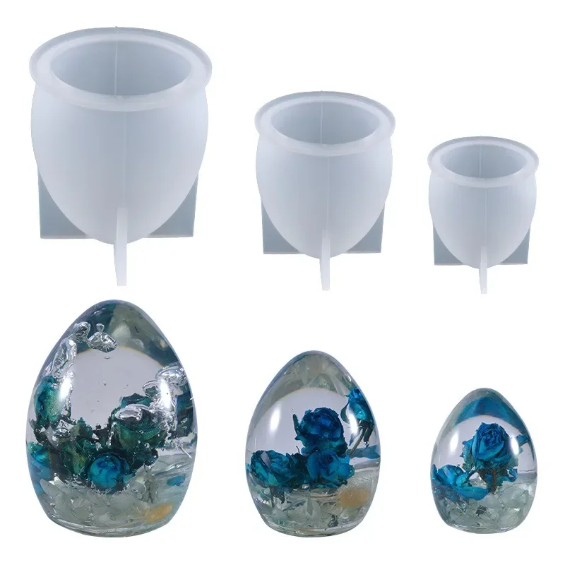 Egg Crystal Epoxy Resin Mold Easter Egg Concrete Plaster Molds Eggs Chocolate Pudding Candle Mousse Resin Making Tool