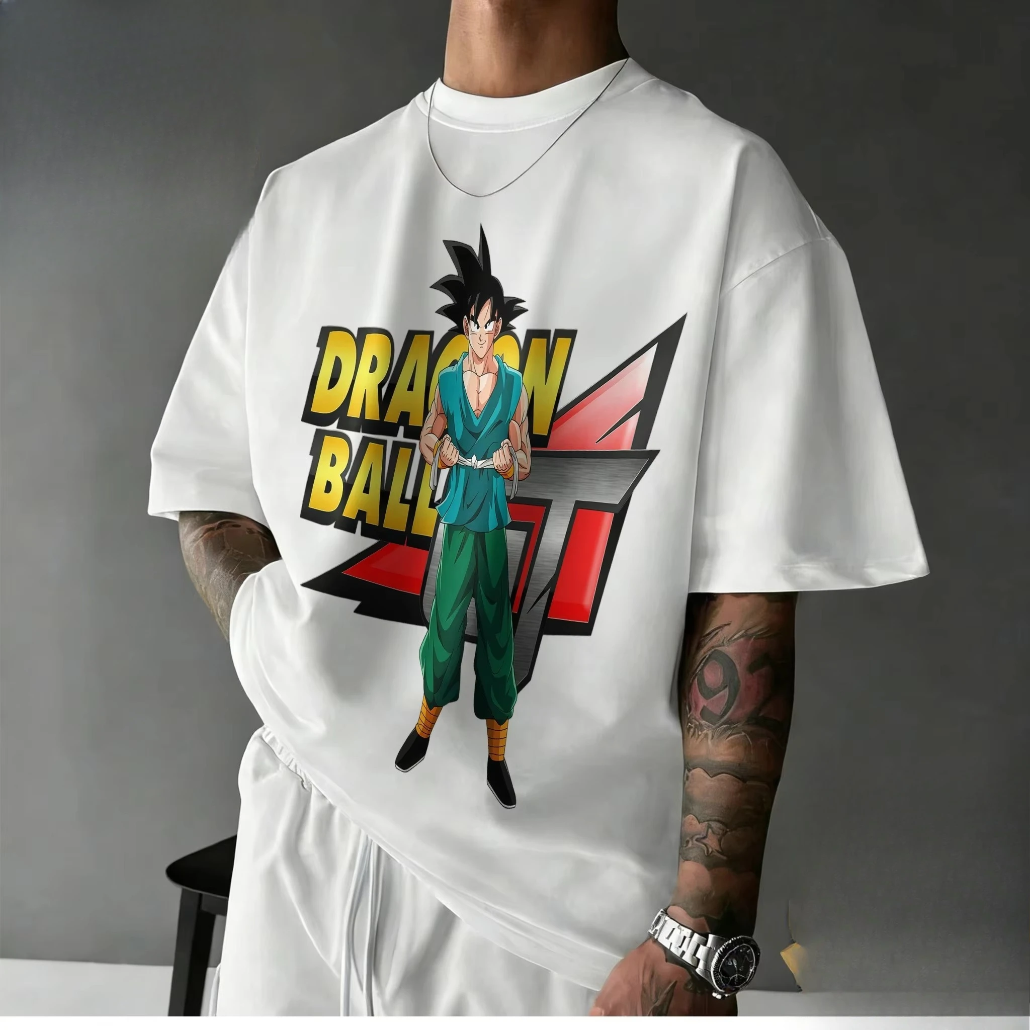 

Новинка 2026: Футболка оверсайз в стиле ретро с принтом Dragon Ball | Хлопковая повседневная футболка Y2k с ретро-графическим принтом GT Goku для всей семьи