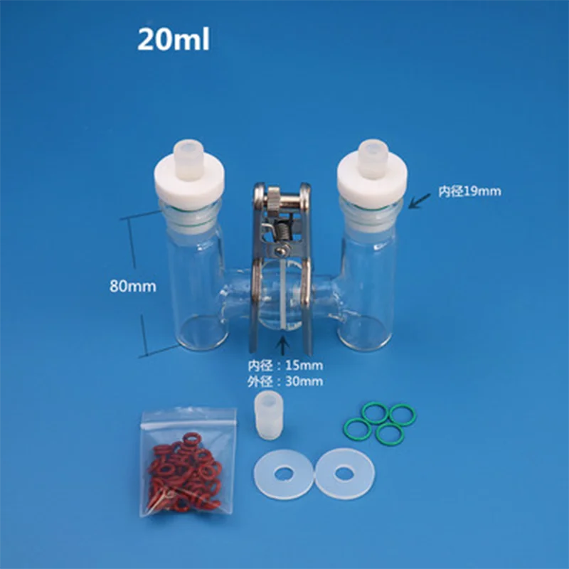 5-100ml H-type Sealed Two-compartment Electrolytic Cell Lab Exchangeable Ion-exchange Membrane Electrochemical Cell