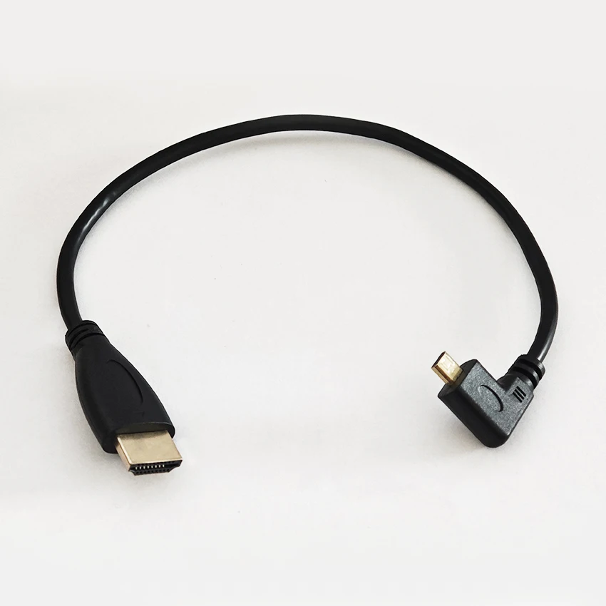 كابل بيانات مايكرو HDMI عالي الوضوح الكوع الأيسر إلى كابل hdmi كابل صغير عالي الوضوح على شكل حرف D مع 0.3 متر 0.5 متر ودرع