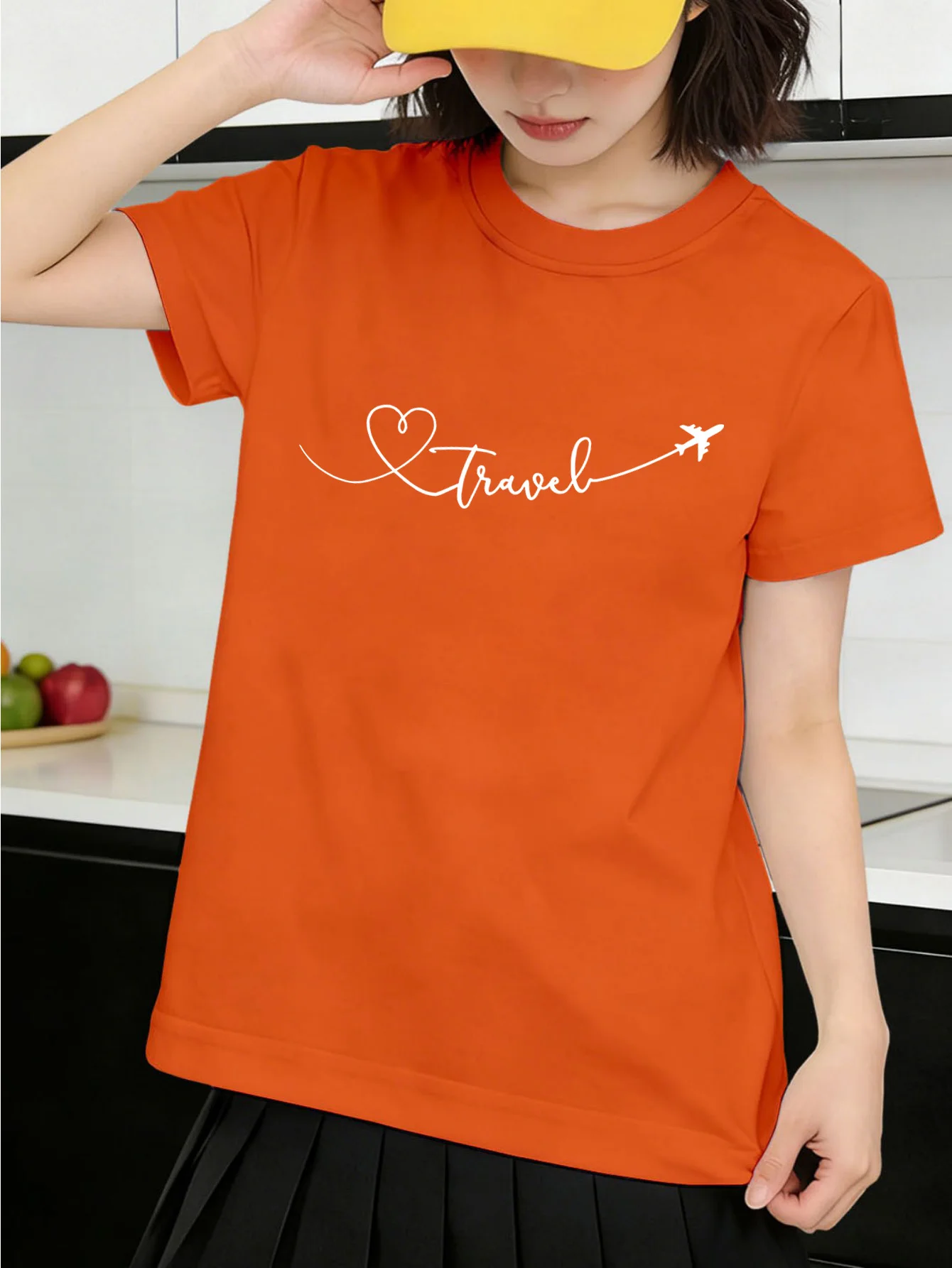Parent T Shirt Cursive Travel Love Airplane Outline Graphic Boys Girls Breathable Short Sleeve Simple Elegant Daily Casual Tee