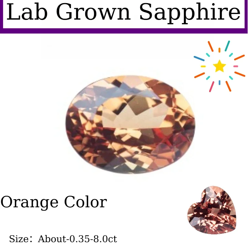 

L-Lab Grown Sapphire Orange Color for Jewel Making DIY Ring Necklace Earrings Main Materials with AGL Certificate