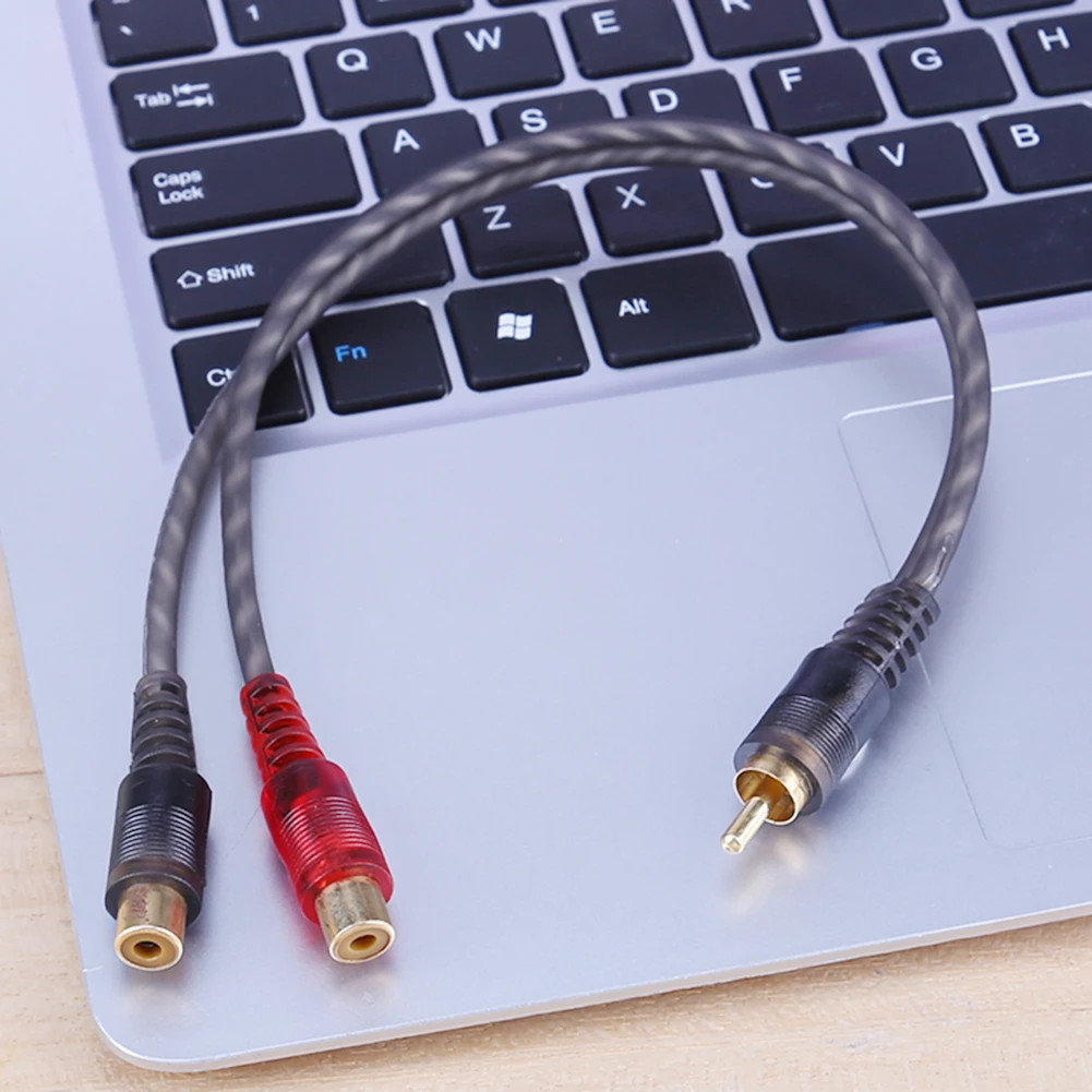 RCA 1 Male to 2 Female Audio Speaker Y Adapter Splitter Cable 30 CM RCA Y Splitter Cord for Car Audio System Subwoofer