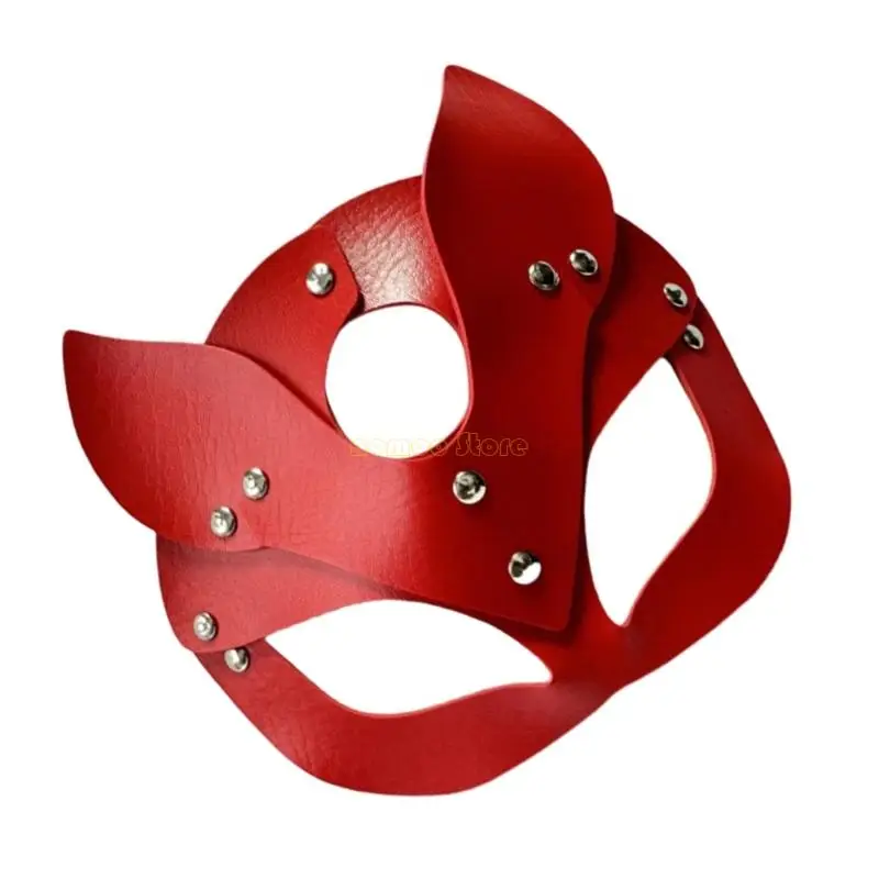 31BF 조정 가능한 PU 가죽 캣 워맨 파티 마스크 편안한 통기적 인 무도회 마스크 테마 이벤트 코스프레