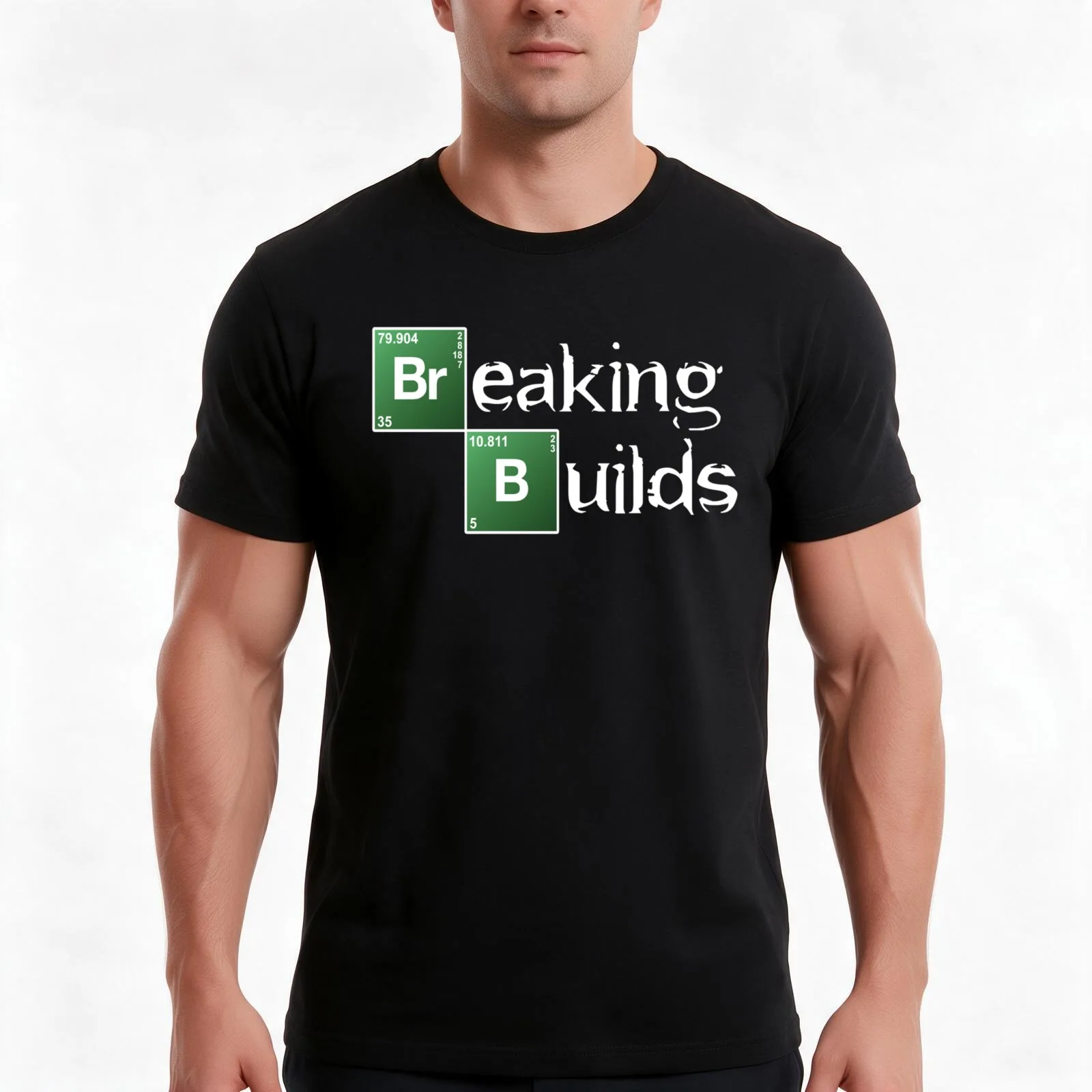 Breaking Builds T-Shirt, Summer Casual Cotton Tee, Oversized Streetwear Tops, Vintage Graphic Print, Loose Fit Short Sleeve