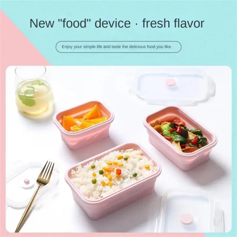 

Силиконовые складные контейнеры для хранения продуктов с крышками для взрослых, силиконовый ланч-бокс для офиса, бенто-бокс, без BPA, для кухни и кладовой.