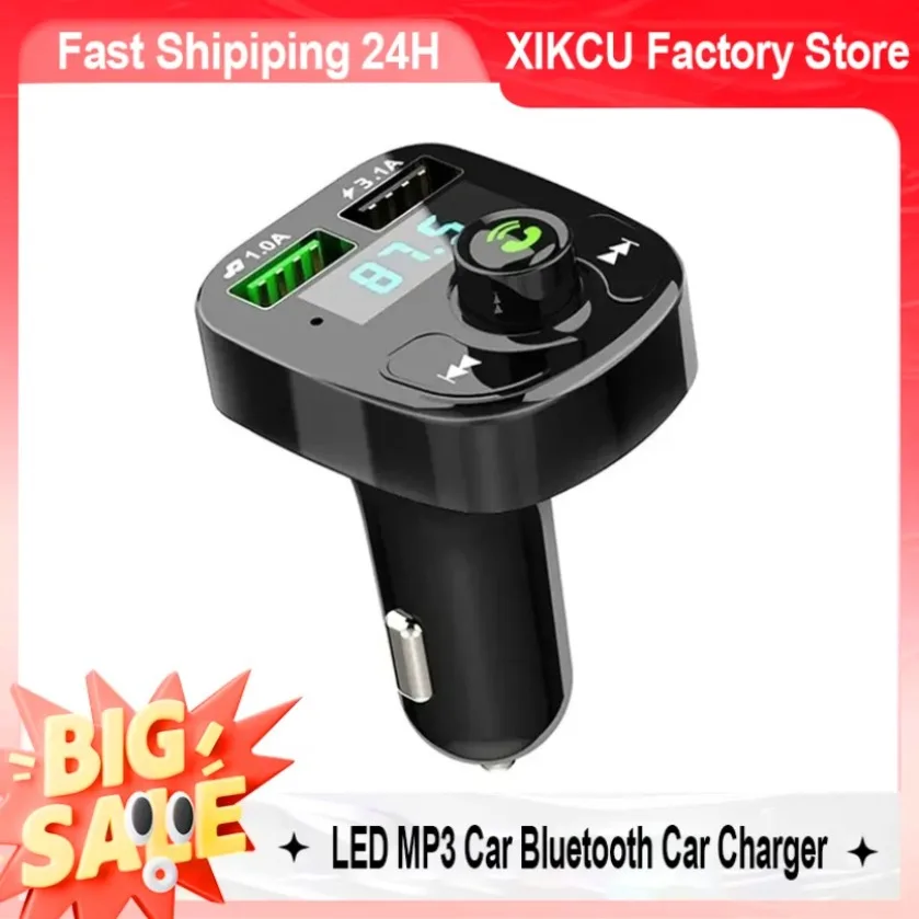 XIKCU Bluetooth 5.0 LED MP3 Auto Bluetooth FM Freisprecheinrichtung Sender 3.1A QC3.0 PD Typ C Dual USB Autoladegerät