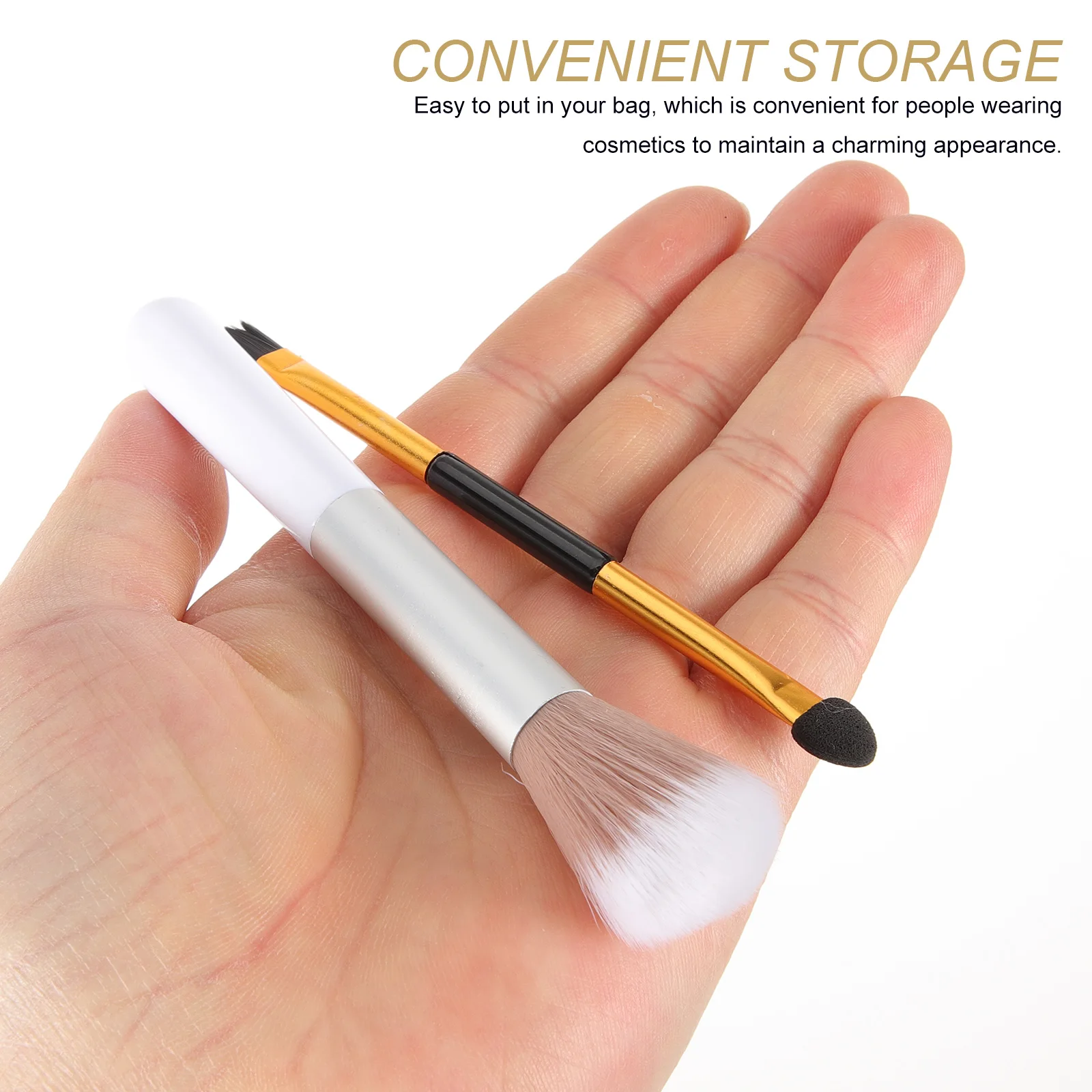 2 pçs pincéis de maquiagem iluminador super fino plástico sombra pacote conjunto para ferramenta olho escova de madeira h