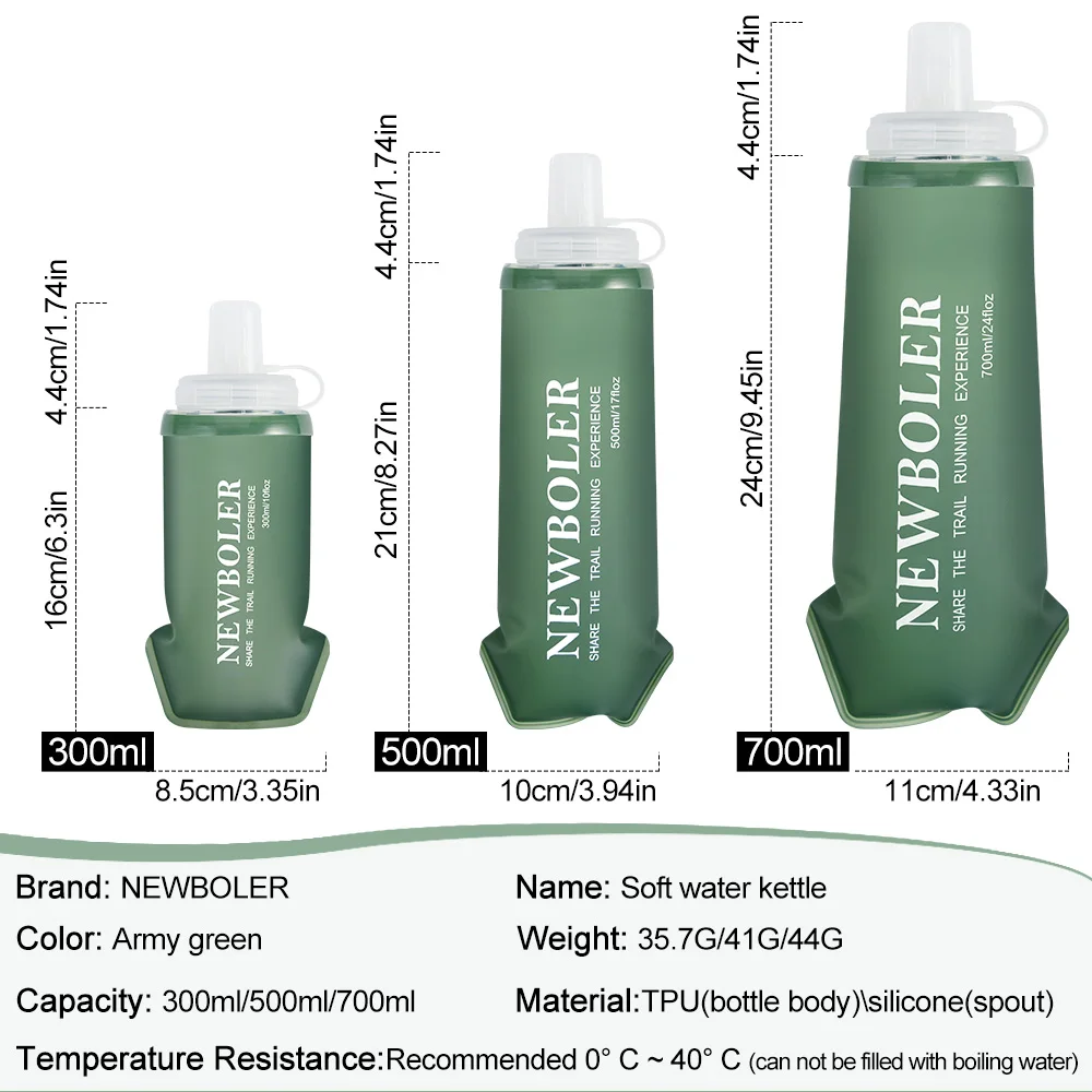 NEWBOLER 300/500/700ml Outdoor Collapsible Silicone Bite Size Water Bottle Running Camping Hiking Travel Convenient Water Bottle