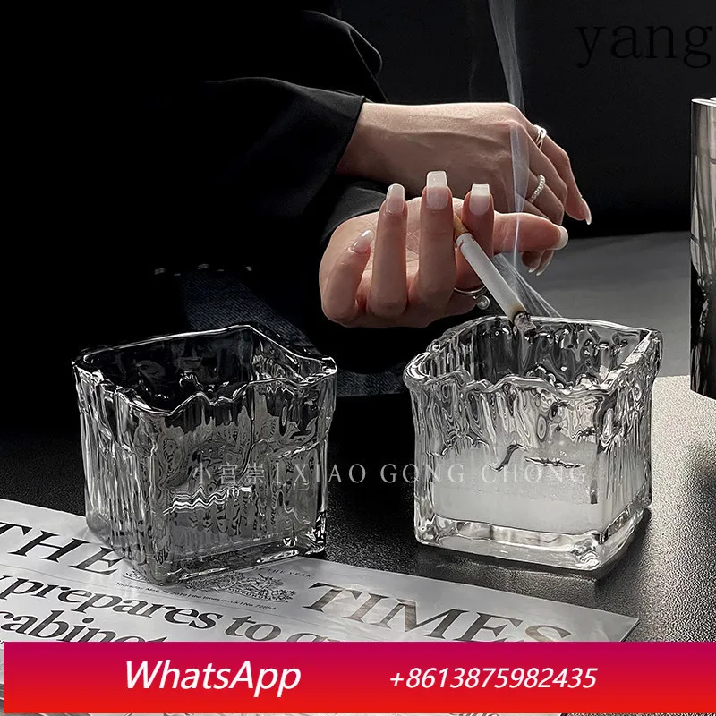 

Yjq advanced glacier pattern ashtray household light luxury cigarette cup decorative cigar tank