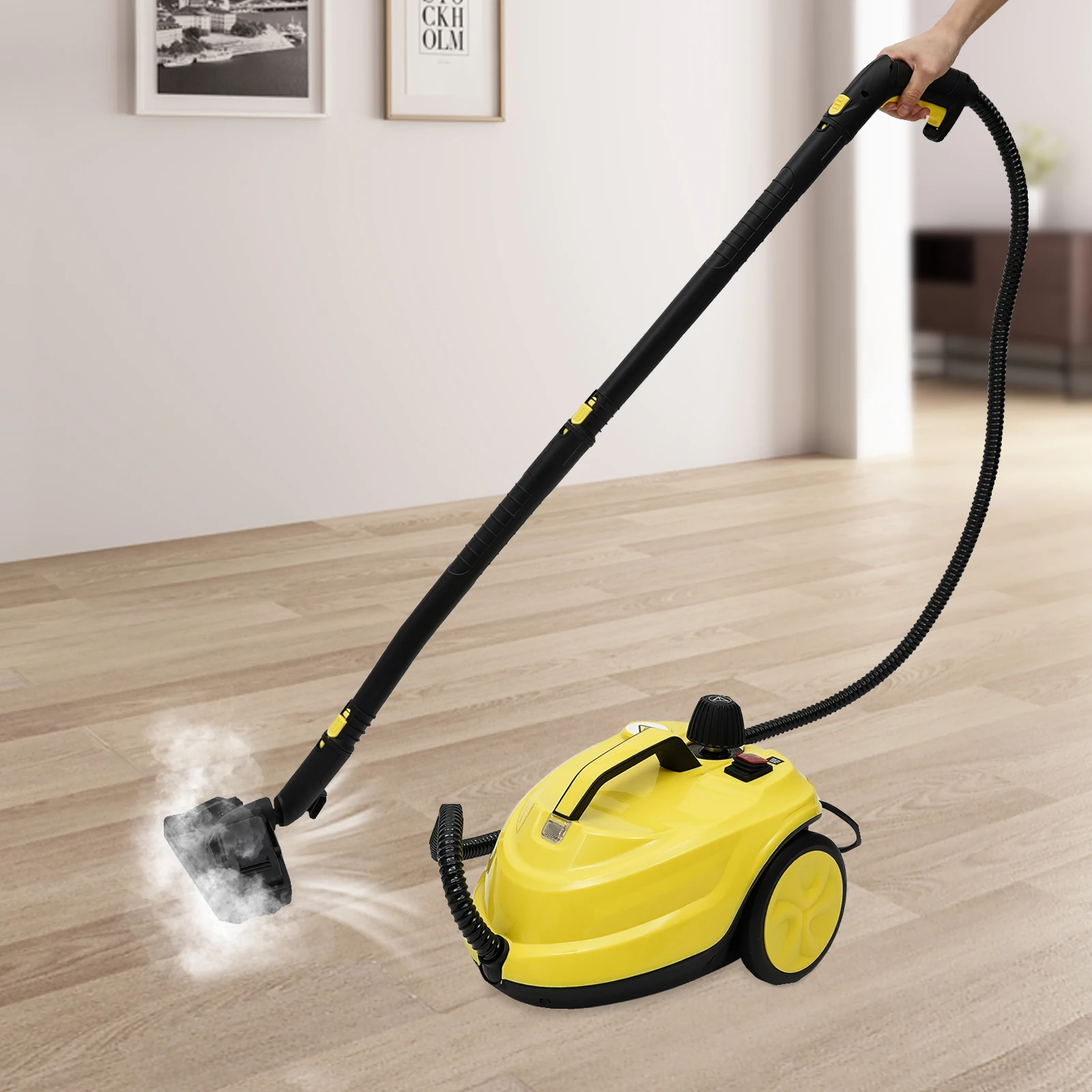 Image of Pulitore a vapore da 2000 W, pulitore a vapore portatile multiuso con 360 ° Spazzola rotante, pulitore a vapore per pulire le cucine cod004