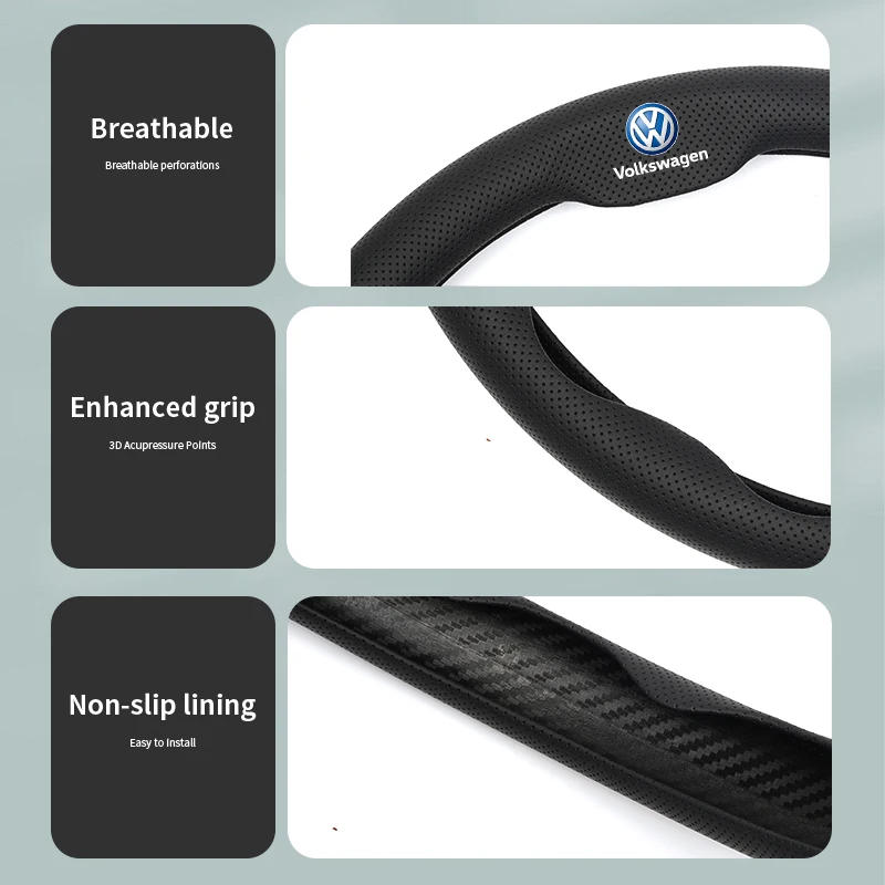 Volkswagen Car Steering Wheel Cover Accessories For VW GTI Polo Golf MK6 MK7 Passat B6 Tiguan Arteon Jetta Beetle T-ROC ID.3 CC view 4