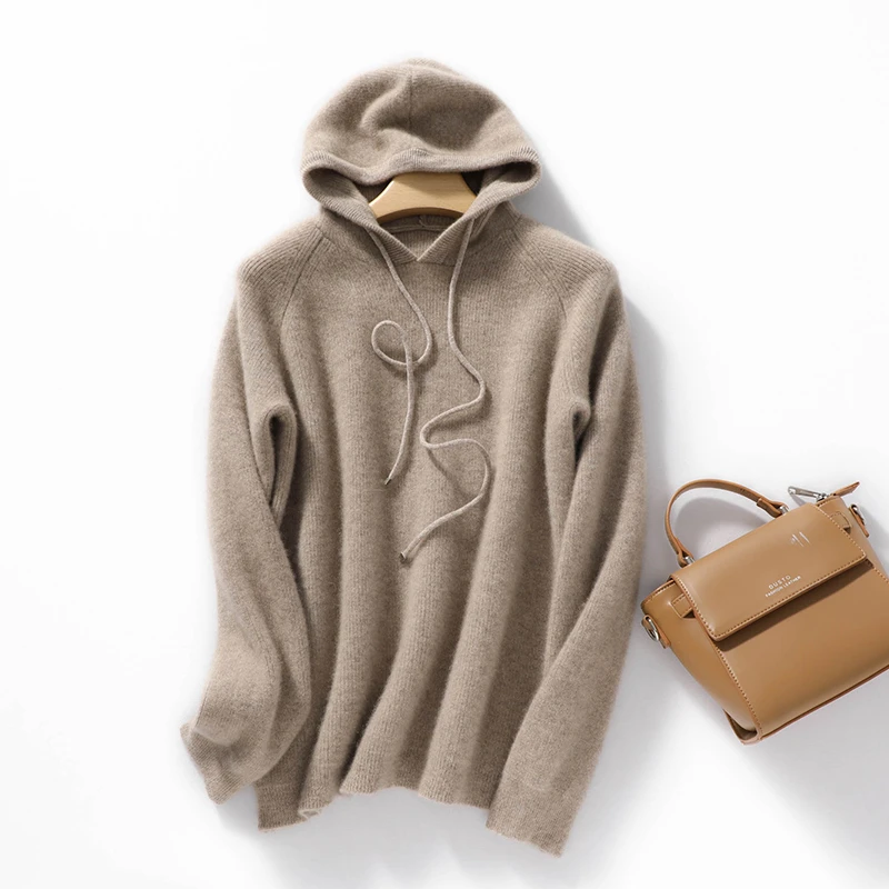 

New Women's Hoodie Sweater Pullover Autumn Winter 100% Merino Wool Sweater Twist Basic Soft Casual Clothes Korean Popular Tops